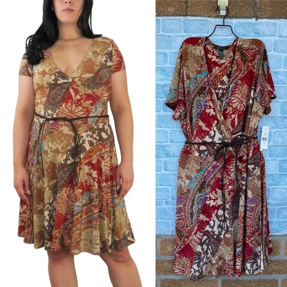 RALPH LAUREN PAISLEY WRAP DRESS SIZE 3 x